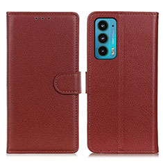 Funda de Cuero Cartera con Soporte Carcasa A03D para Motorola Moto Edge 20 5G Marron