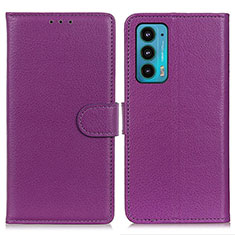 Funda de Cuero Cartera con Soporte Carcasa A03D para Motorola Moto Edge 20 5G Morado