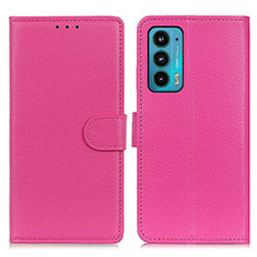 Funda de Cuero Cartera con Soporte Carcasa A03D para Motorola Moto Edge 20 5G Rosa Roja