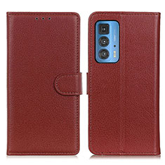 Funda de Cuero Cartera con Soporte Carcasa A03D para Motorola Moto Edge 20 Pro 5G Marron