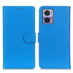 Funda de Cuero Cartera con Soporte Carcasa A03D para Motorola Moto Edge 30 Lite 5G Azul Cielo