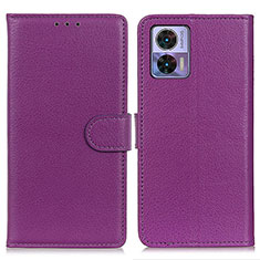 Funda de Cuero Cartera con Soporte Carcasa A03D para Motorola Moto Edge 30 Lite 5G Morado