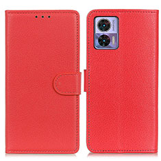 Funda de Cuero Cartera con Soporte Carcasa A03D para Motorola Moto Edge 30 Lite 5G Rojo