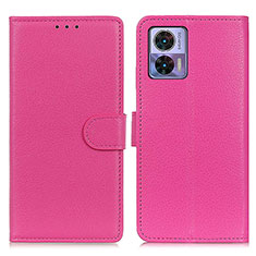 Funda de Cuero Cartera con Soporte Carcasa A03D para Motorola Moto Edge 30 Lite 5G Rosa Roja