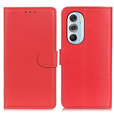 Funda de Cuero Cartera con Soporte Carcasa A03D para Motorola Moto Edge 30 Pro 5G Rojo