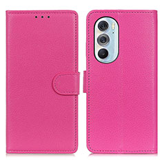 Funda de Cuero Cartera con Soporte Carcasa A03D para Motorola Moto Edge 30 Pro 5G Rosa Roja