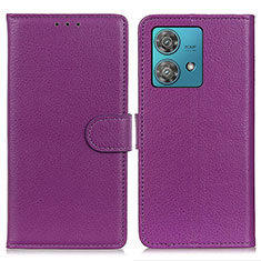 Funda de Cuero Cartera con Soporte Carcasa A03D para Motorola Moto Edge 40 Neo 5G Morado