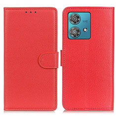 Funda de Cuero Cartera con Soporte Carcasa A03D para Motorola Moto Edge 40 Neo 5G Rojo