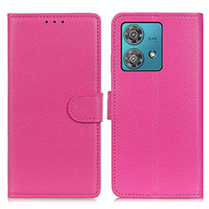 Funda de Cuero Cartera con Soporte Carcasa A03D para Motorola Moto Edge 40 Neo 5G Rosa Roja