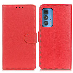 Funda de Cuero Cartera con Soporte Carcasa A03D para Motorola Moto Edge S Pro 5G Rojo