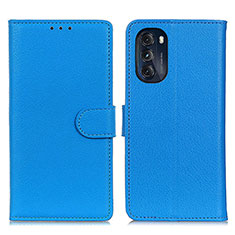 Funda de Cuero Cartera con Soporte Carcasa A03D para Motorola Moto G 5G (2022) Azul Cielo