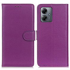 Funda de Cuero Cartera con Soporte Carcasa A03D para Motorola Moto G14 Morado