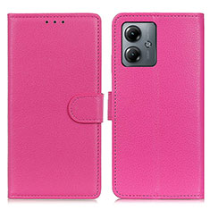 Funda de Cuero Cartera con Soporte Carcasa A03D para Motorola Moto G14 Rosa Roja