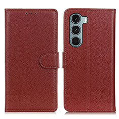 Funda de Cuero Cartera con Soporte Carcasa A03D para Motorola Moto G200 5G Marron