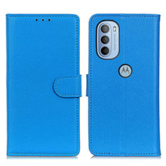 Funda de Cuero Cartera con Soporte Carcasa A03D para Motorola Moto G31 Azul Cielo