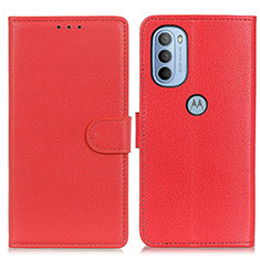 Funda de Cuero Cartera con Soporte Carcasa A03D para Motorola Moto G31 Rojo