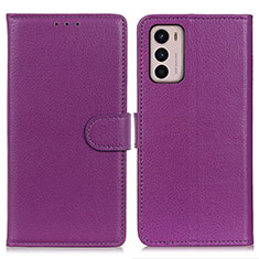 Funda de Cuero Cartera con Soporte Carcasa A03D para Motorola Moto G42 Morado