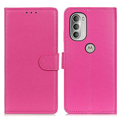 Funda de Cuero Cartera con Soporte Carcasa A03D para Motorola Moto G51 5G Rosa Roja