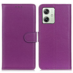 Funda de Cuero Cartera con Soporte Carcasa A03D para Motorola Moto G54 5G Morado