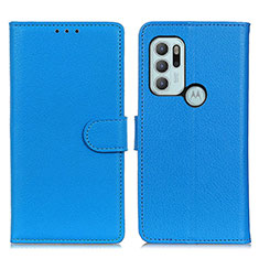 Funda de Cuero Cartera con Soporte Carcasa A03D para Motorola Moto G60s Azul Cielo