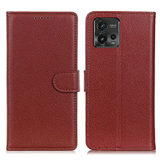 Funda de Cuero Cartera con Soporte Carcasa A03D para Motorola Moto G72 Marron