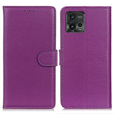 Funda de Cuero Cartera con Soporte Carcasa A03D para Motorola Moto G72 Morado