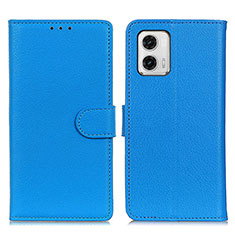 Funda de Cuero Cartera con Soporte Carcasa A03D para Motorola Moto G73 5G Azul Cielo