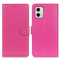 Funda de Cuero Cartera con Soporte Carcasa A03D para Motorola Moto G73 5G Rosa Roja