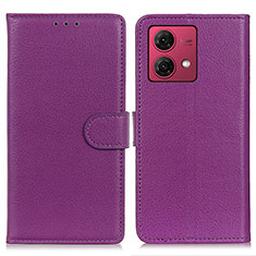 Funda de Cuero Cartera con Soporte Carcasa A03D para Motorola Moto G84 5G Morado