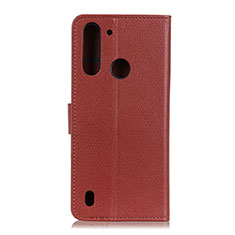 Funda de Cuero Cartera con Soporte Carcasa A03D para Motorola Moto One Fusion Marron