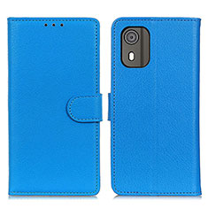 Funda de Cuero Cartera con Soporte Carcasa A03D para Nokia C02 Azul Cielo