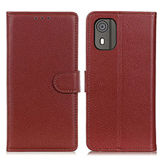 Funda de Cuero Cartera con Soporte Carcasa A03D para Nokia C02 Marron