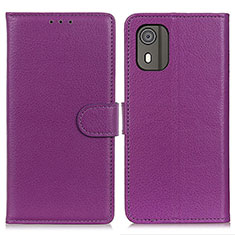 Funda de Cuero Cartera con Soporte Carcasa A03D para Nokia C02 Morado