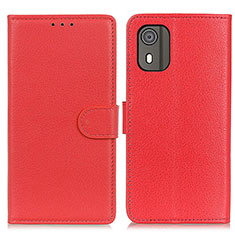 Funda de Cuero Cartera con Soporte Carcasa A03D para Nokia C02 Rojo