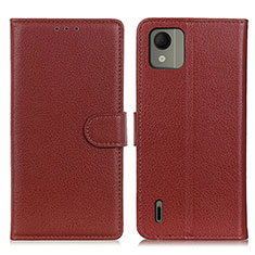 Funda de Cuero Cartera con Soporte Carcasa A03D para Nokia C110 Marron