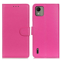 Funda de Cuero Cartera con Soporte Carcasa A03D para Nokia C110 Rosa Roja