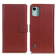 Funda de Cuero Cartera con Soporte Carcasa A03D para Nokia C12 Plus Marron