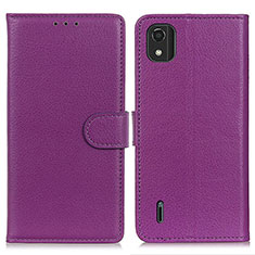 Funda de Cuero Cartera con Soporte Carcasa A03D para Nokia C2 2nd Edition Morado