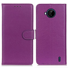 Funda de Cuero Cartera con Soporte Carcasa A03D para Nokia C20 Plus Morado