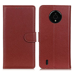 Funda de Cuero Cartera con Soporte Carcasa A03D para Nokia C200 Marron