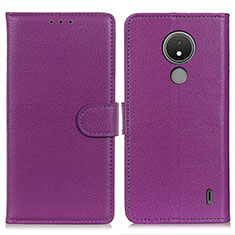 Funda de Cuero Cartera con Soporte Carcasa A03D para Nokia C21 Morado