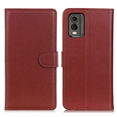 Funda de Cuero Cartera con Soporte Carcasa A03D para Nokia C210 Marron