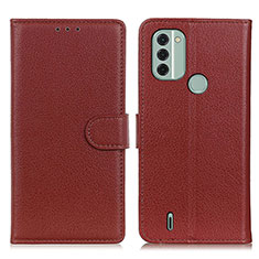 Funda de Cuero Cartera con Soporte Carcasa A03D para Nokia C31 Marron