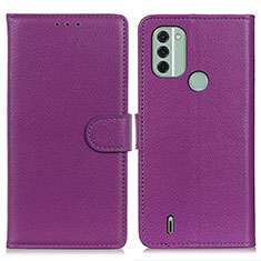 Funda de Cuero Cartera con Soporte Carcasa A03D para Nokia C31 Morado