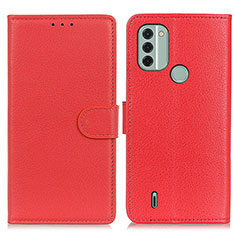 Funda de Cuero Cartera con Soporte Carcasa A03D para Nokia C31 Rojo