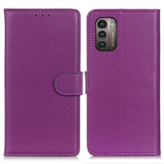 Funda de Cuero Cartera con Soporte Carcasa A03D para Nokia G11 Morado