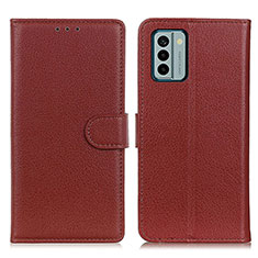 Funda de Cuero Cartera con Soporte Carcasa A03D para Nokia G22 Marron