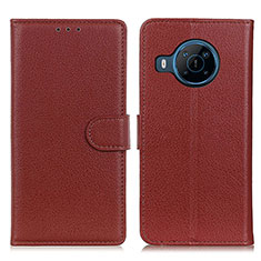 Funda de Cuero Cartera con Soporte Carcasa A03D para Nokia X100 5G Marron