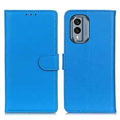 Funda de Cuero Cartera con Soporte Carcasa A03D para Nokia X30 5G Azul Cielo