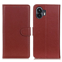 Funda de Cuero Cartera con Soporte Carcasa A03D para Nothing Phone 2 Marron